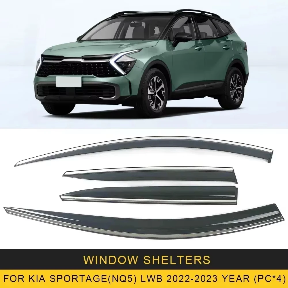 

Chrome Strips Rain Guards for Kia Sportage 2005-2023 NQ5 QL Window Visor Wind Deflectors Door Visor Vent Shades Ventvisor