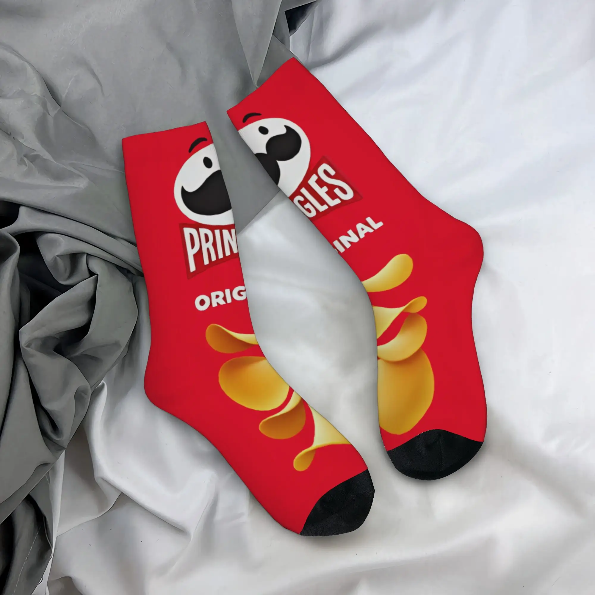 Delicious potato chips Pringles Red Socks  Fashion Stockings Men Warm Soft Skateboard Socks Autumn Pattern Anti Skid Socks
