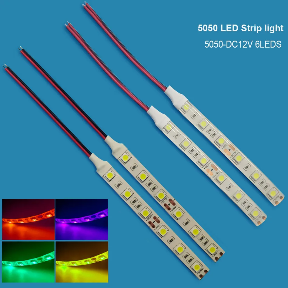 

DC12V 5050 led strip light 10cm 6LEDs LED Tape Flexible light stirp Tira Home Decor Lamp Car Lamp 2PCS /5PCS
