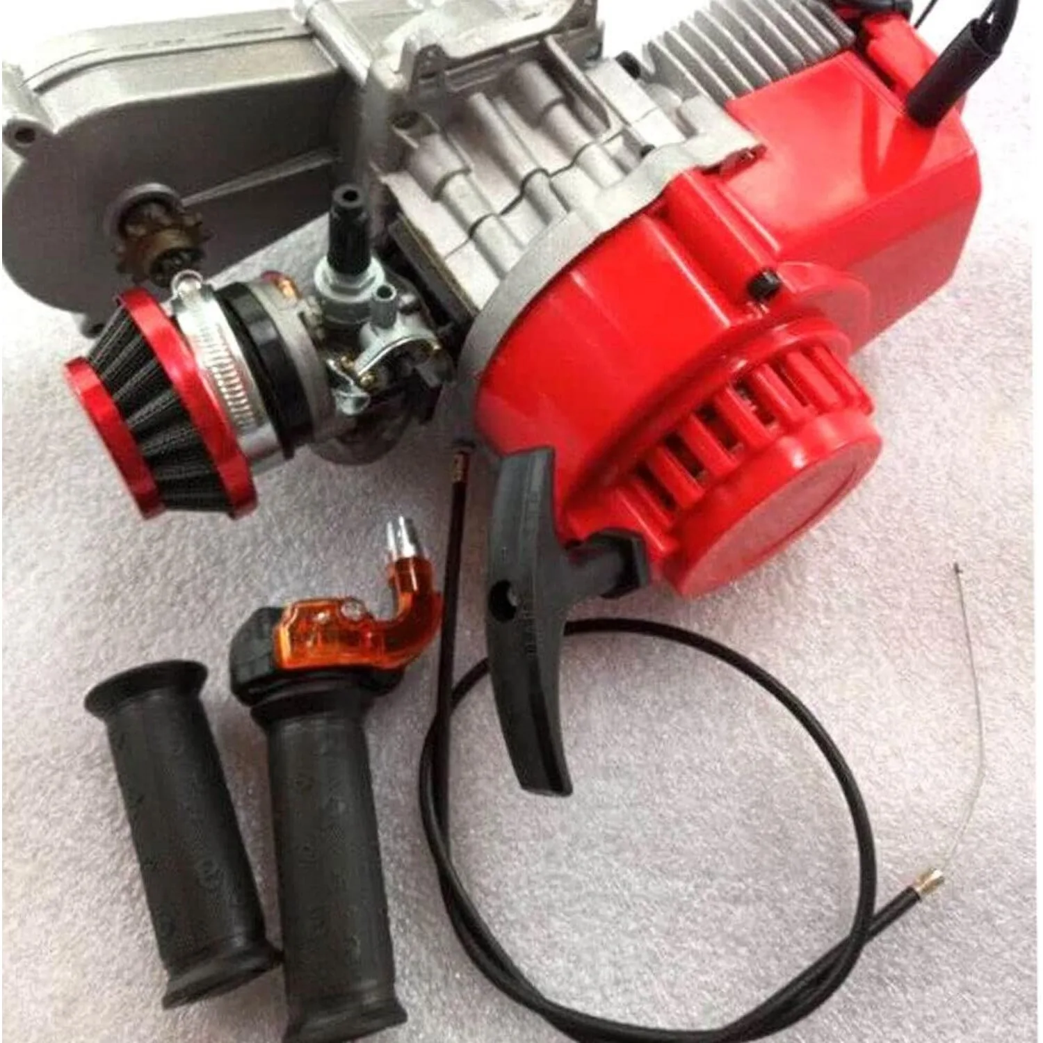 49CC 2 Stroke Complete Single Cylinder Engine Motor Air Cooled For Pocket Bike Scooter ATV With Handle + Cable