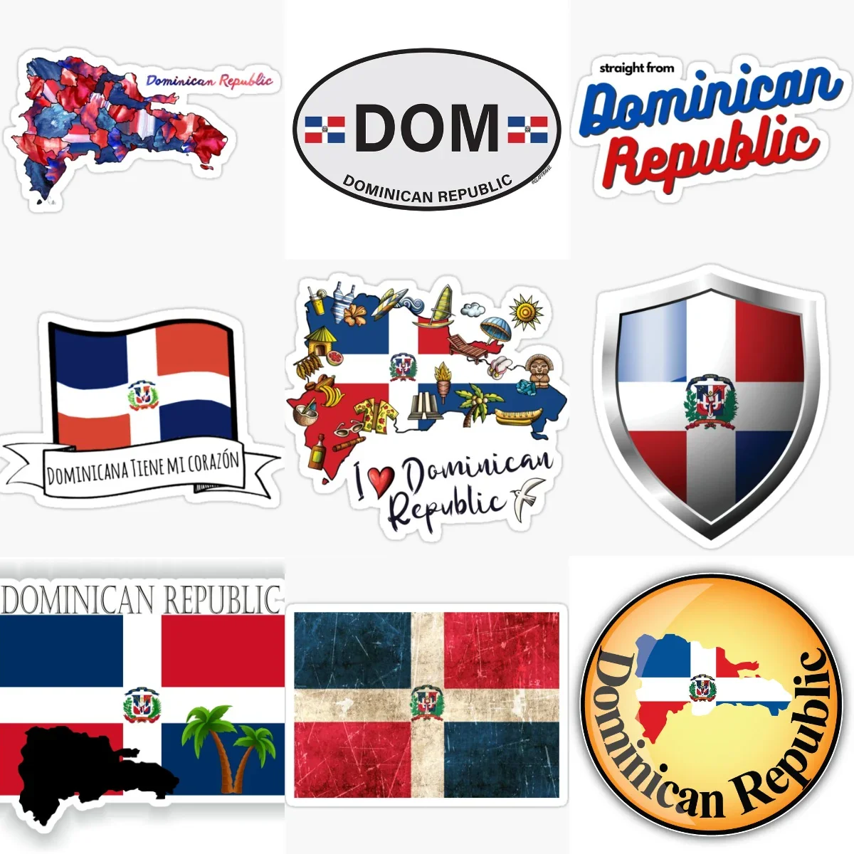 

DOM Dominican Republic Flag Map Emblem PVC Creative Stickers for Car Bicycle Van Helmet Fridge Wall Decoration Accessories
