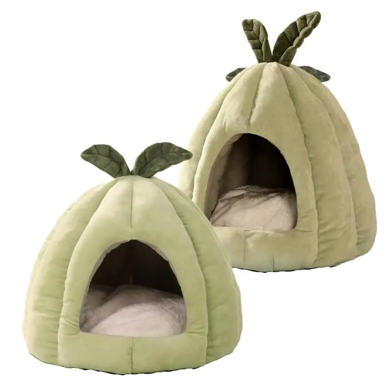 Cute Melon Shaped Cat Bed Cave Soft And Warm Sleeping Pod Kennel Cat Cave Dog Bed Encourages Burrowing And Napping for Cats Dogs