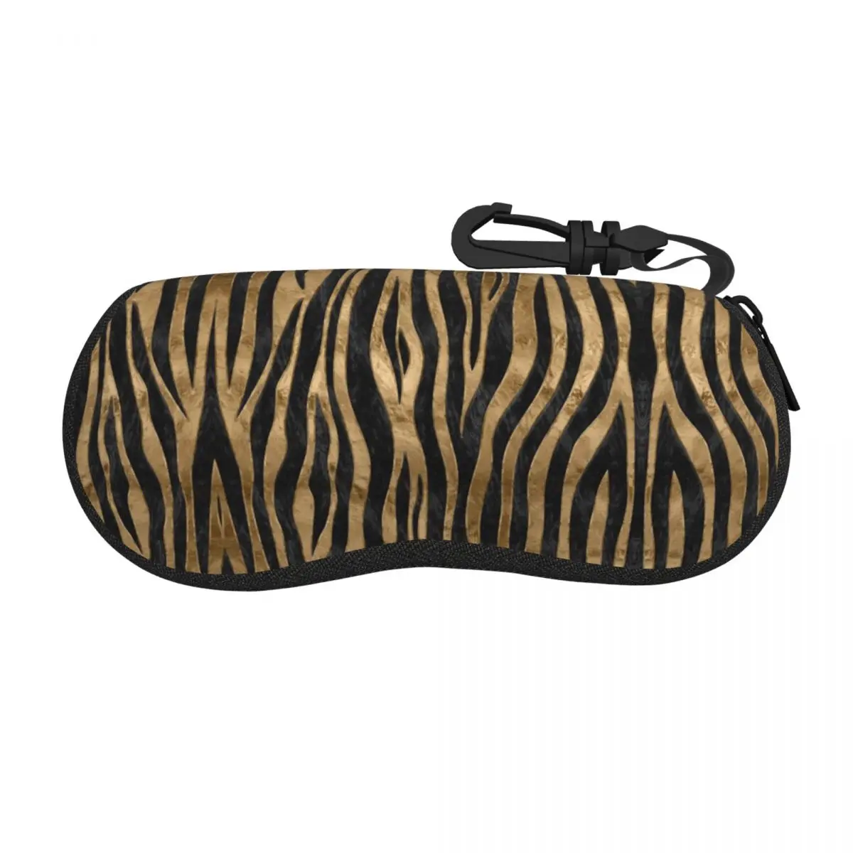 Custom Tiger Faux Fur Texture Black Abalone And Gold Eyeglass Glasses Case Soft Animal Texture Sunglasses Protective Bag