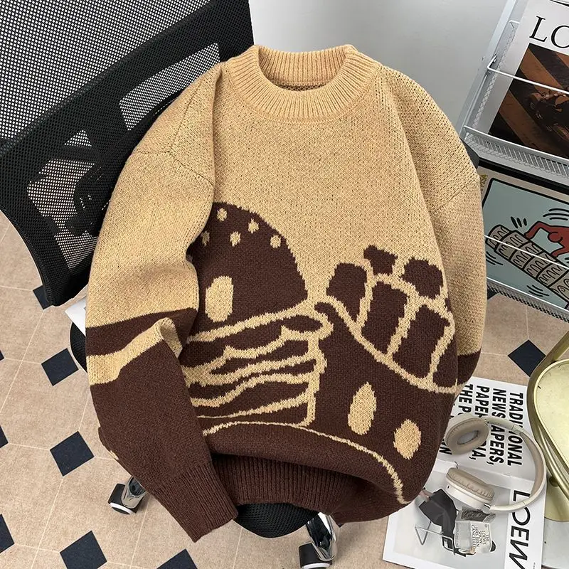 

Trendy round Ne Long Sve Knitted Sweater for Teens Spring Season Color Blo Patchwork Casual Comfortable Polyester Fiber