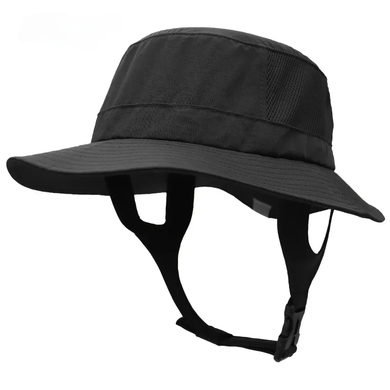 Beach Surf Cap Mesh Breathable Sun Hat UPF50+ Summer Outdoor Fishing Cap Chin Adjustable Bucket Hat Water Sport Cap