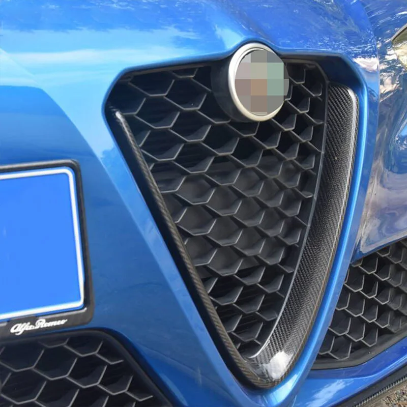 Real carbon fiber for Alfa Romeo Giulia 2017 2018 2019 2020 car front center grille V-trim frame car accessories