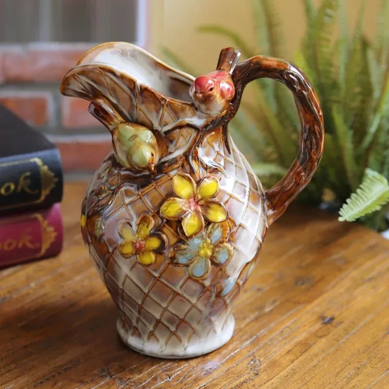 European and American rose bird-shaped vase ceramic crafts wedding decoration home living room decoration creative gift vase 1Pc