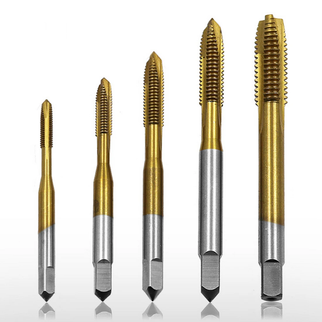 Titanium Coated Thread Tap Drill Metric Hss Spiral Fluted Machine Screw Tap M3 M4 M5 M6 M8 Spiral Pointed Taps