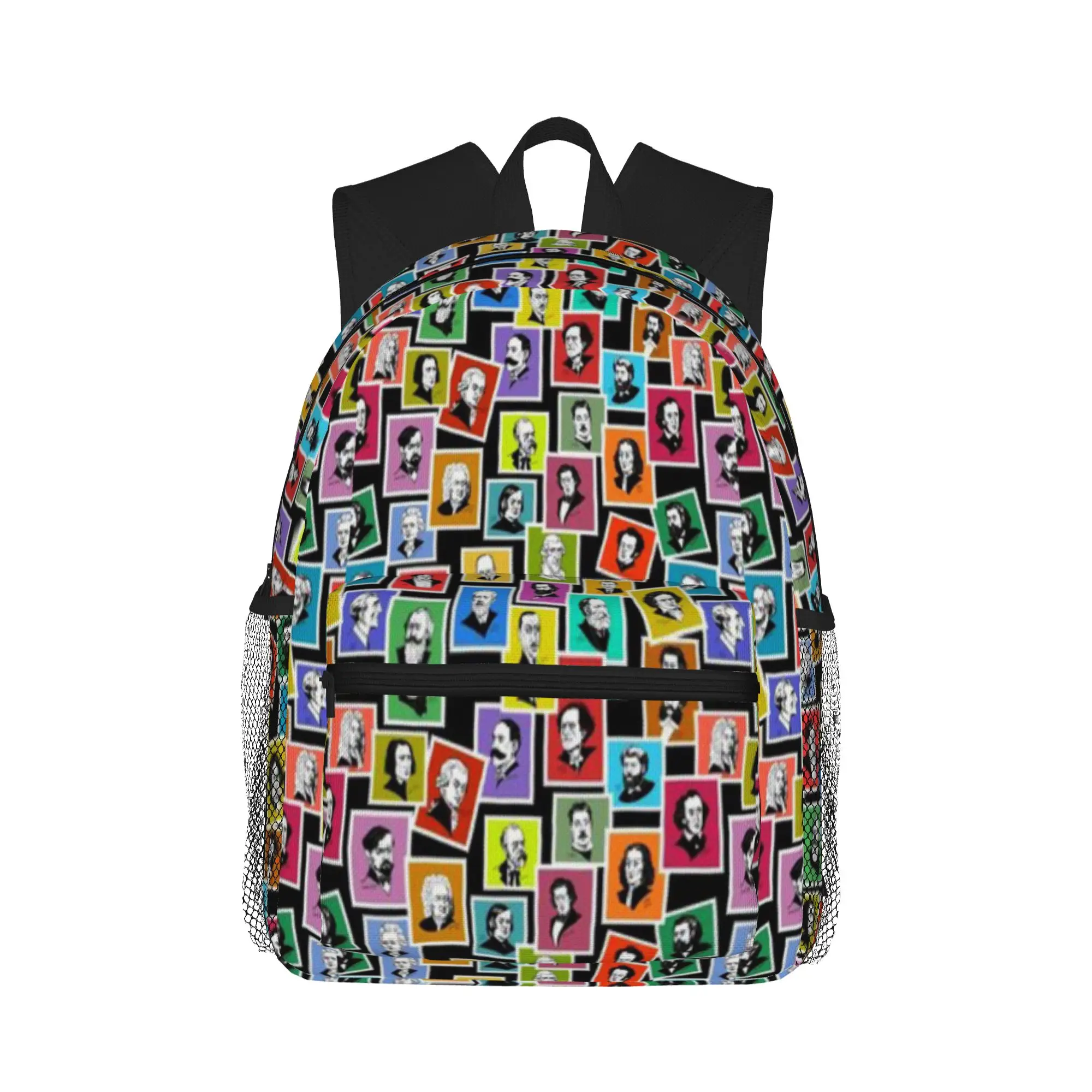 Pattern with portraits of the greatest composers (coloured version)  Casual Backpack for Students and Adults Female bags