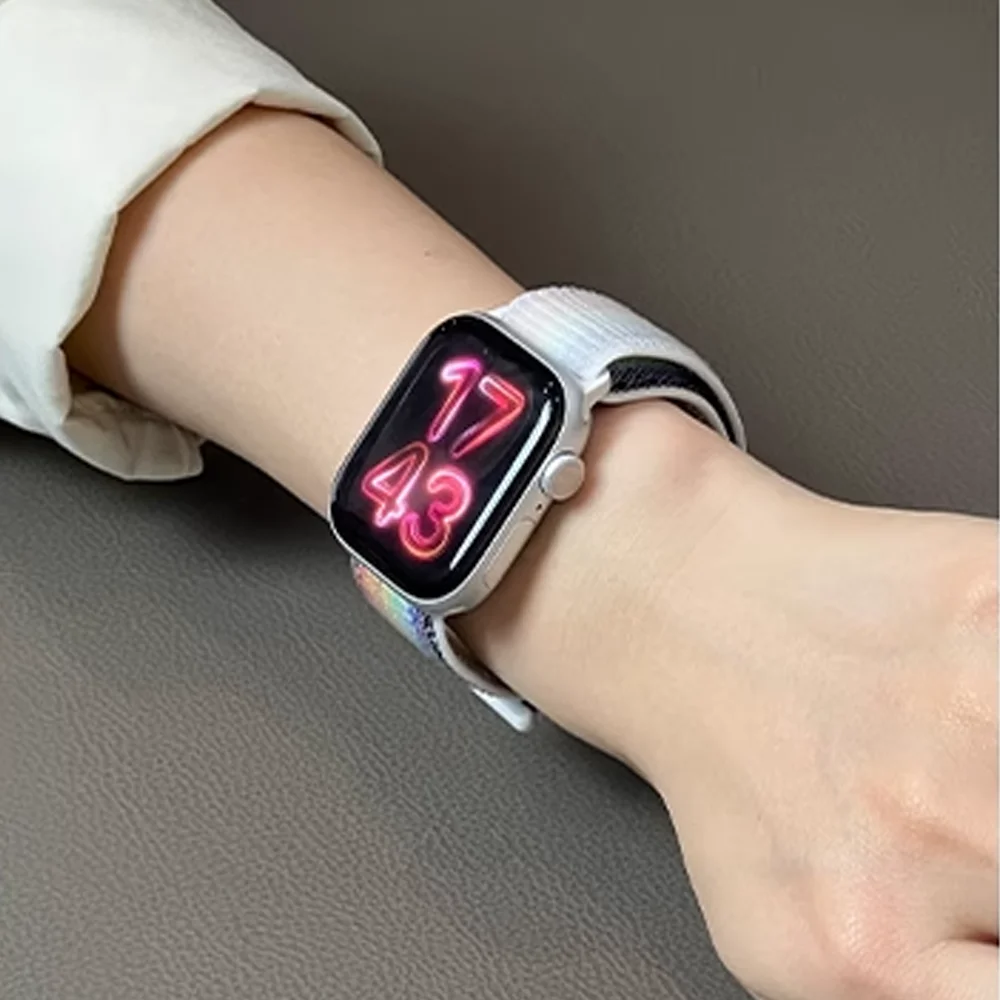 Original-Armband für Apple Watch, 44 mm, 40 mm, 41 mm, 45 mm, 42 mm, 46 mm, Sport-Nylon-Schlaufe, Correa, für iWatch Series 12, 11, 10, SE, 9, 8, Ultra, 3, 4. – Detail 6