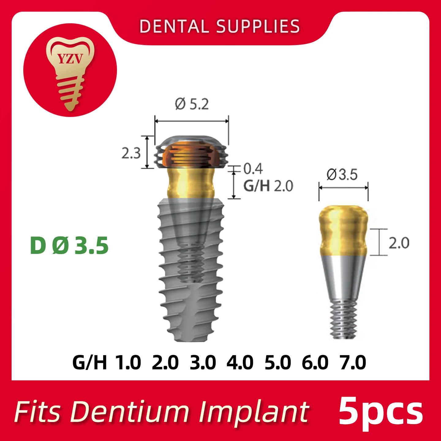 5Pcs Titanium alloy Locator Accessories Diameter 3.5mm fits Dentium System