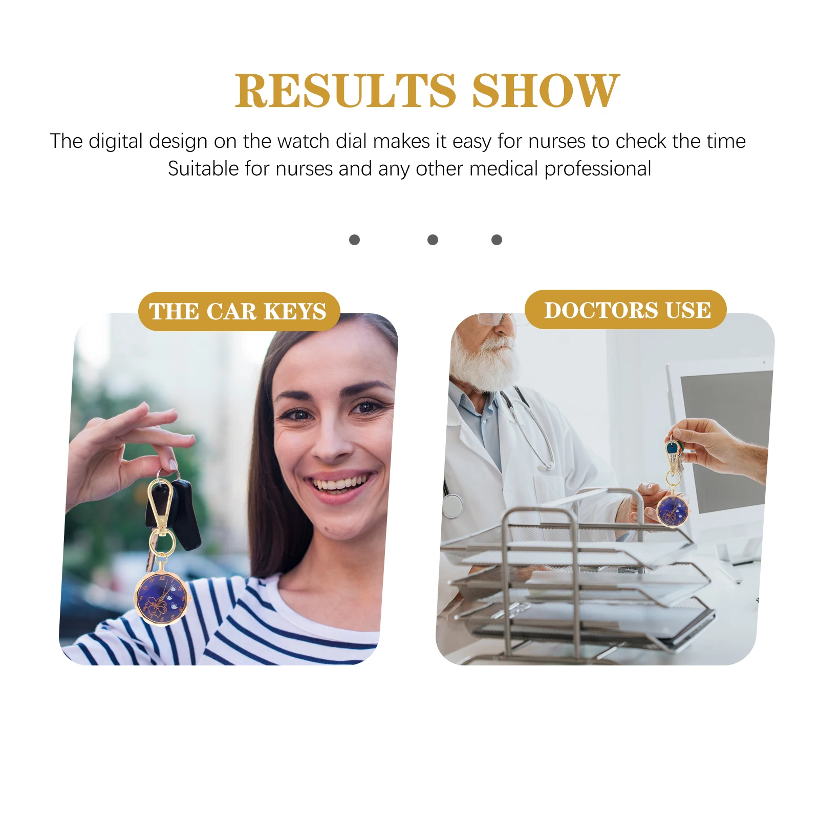 Chaveiro digital relógio de bolso para enfermeiras mulheres estudantes decorativo enfermeira chaveiro clipe relógio liga vidro durável suave preciso