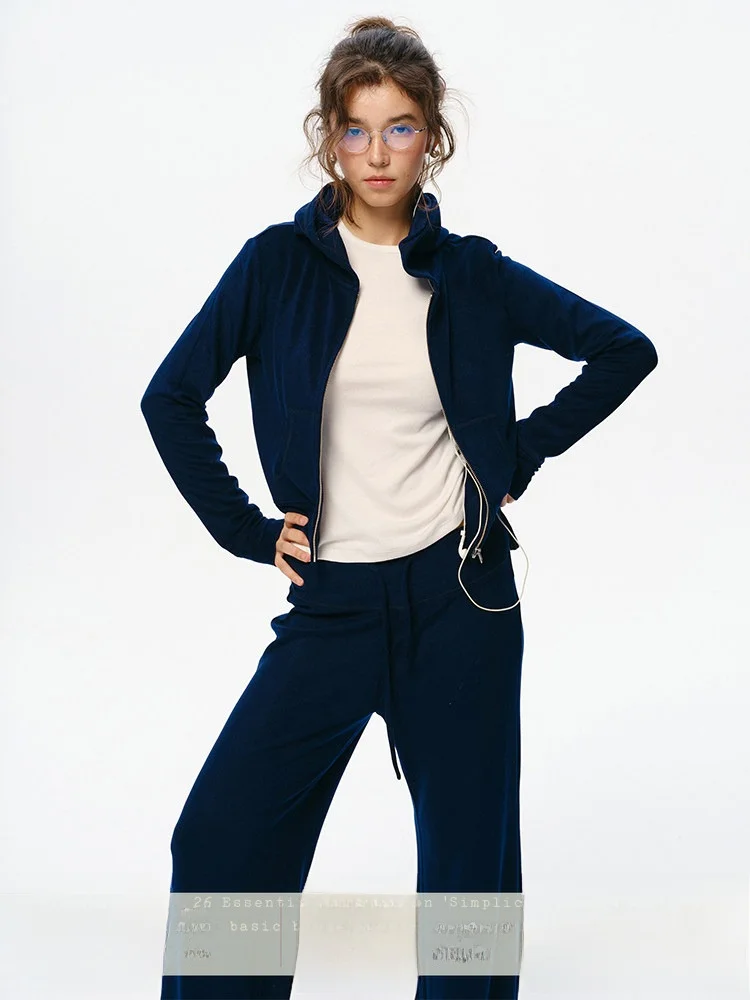 

Casual Hooded Sweatirt Cardigan Women's High Waist Long Pants Two-Piece Set Versatile Early Spring New Faion Ensemble