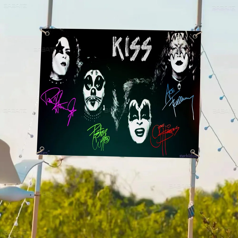 K-Kiss Band Cartoon Flag Art Science Fiction Room Home Decor Wall Hanging Home Decor Banner