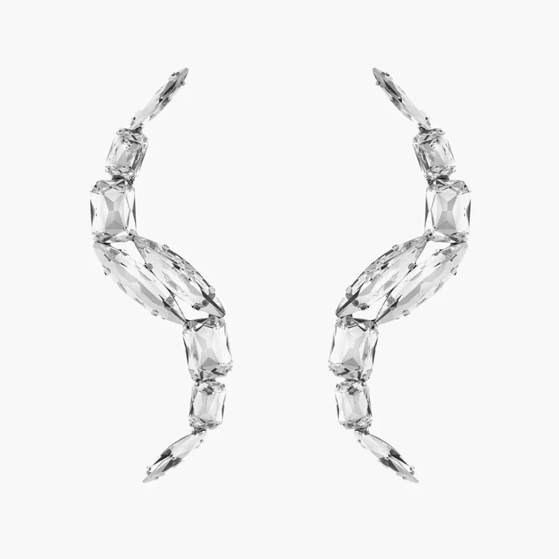 Stonefans 2pc Creative Crystal Ear Clips No Piercing Earrings Girl Ear Cuff Wedding Jewelry Fashion Accessories Party Streetwear