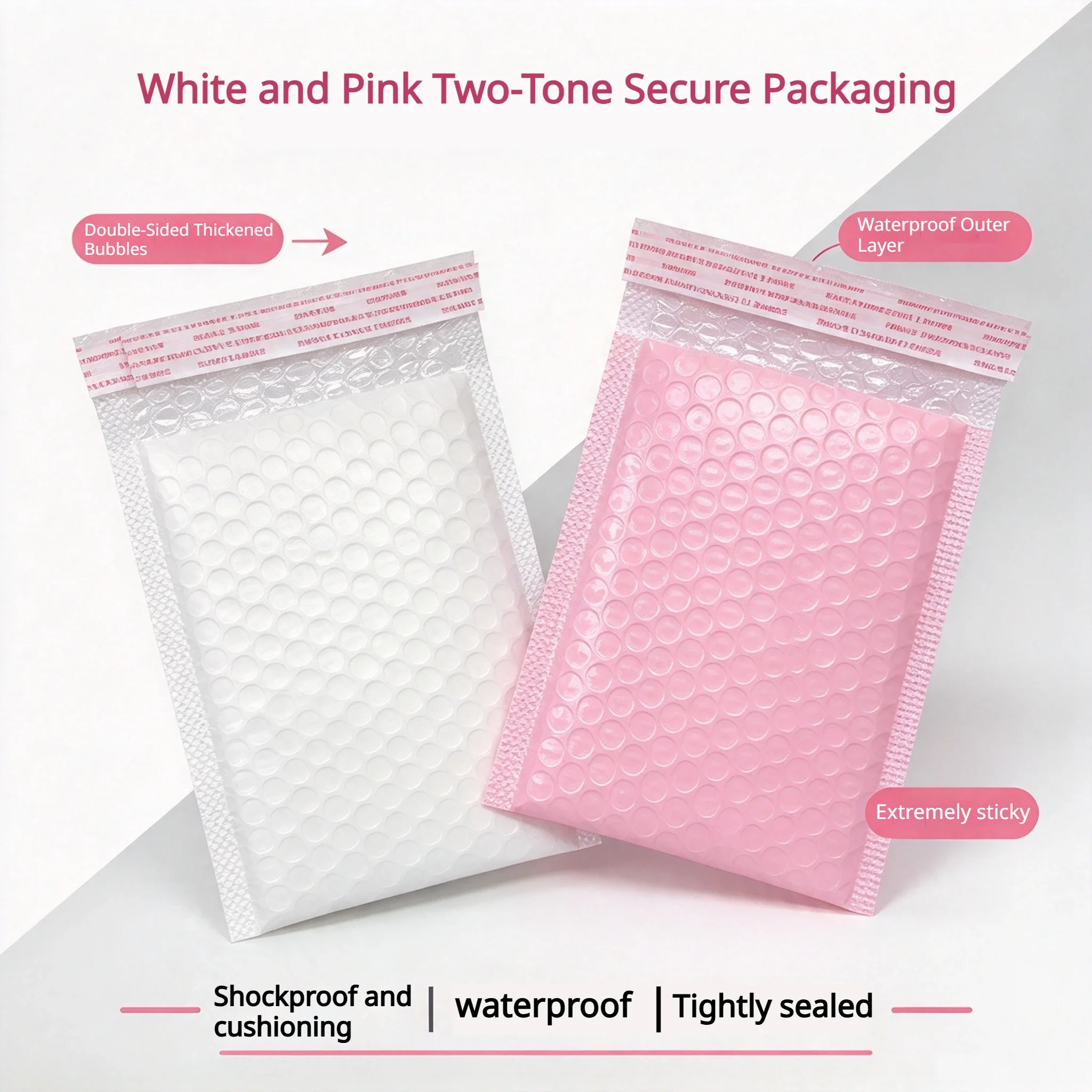 Self-sealing courier packaging storage bags,20 bubble mailers, waterproof foam bubble courier bags,Double-layer shock absorption