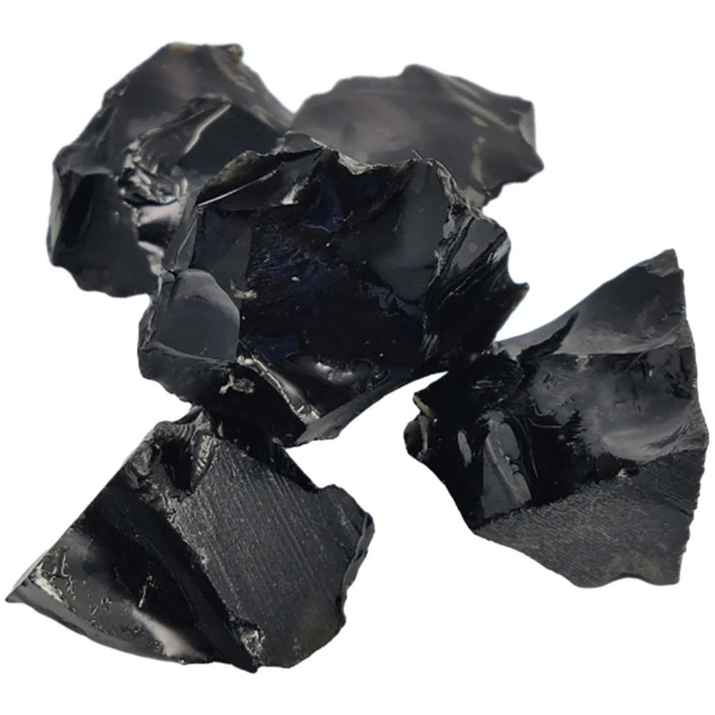 5 Pcs Delicate Mini Obsidian Crystal Office Stone Decor Irregular Stones Black Natural Decorative Craft