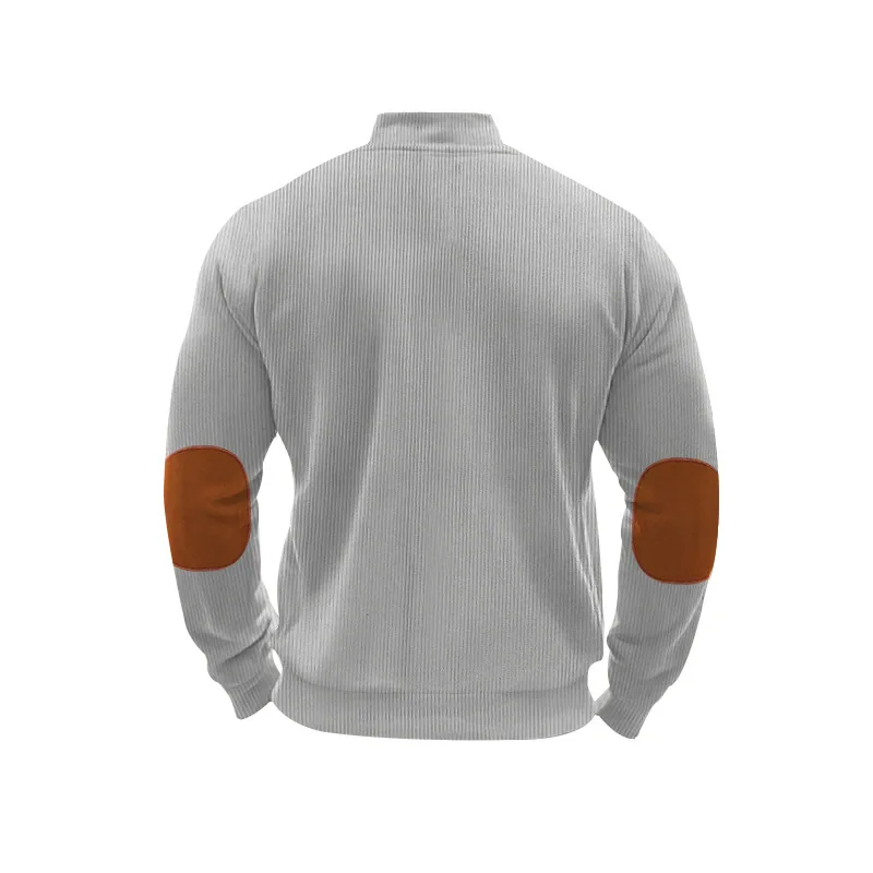 Herren Stehkragen Cordjacke, Farbblock-Design, Reißverschluss-Mantel, Retro, Locker Geschnitten, Lässig, Langarm, Herbst-Winter, Alltag, Streetwear – Detail 33