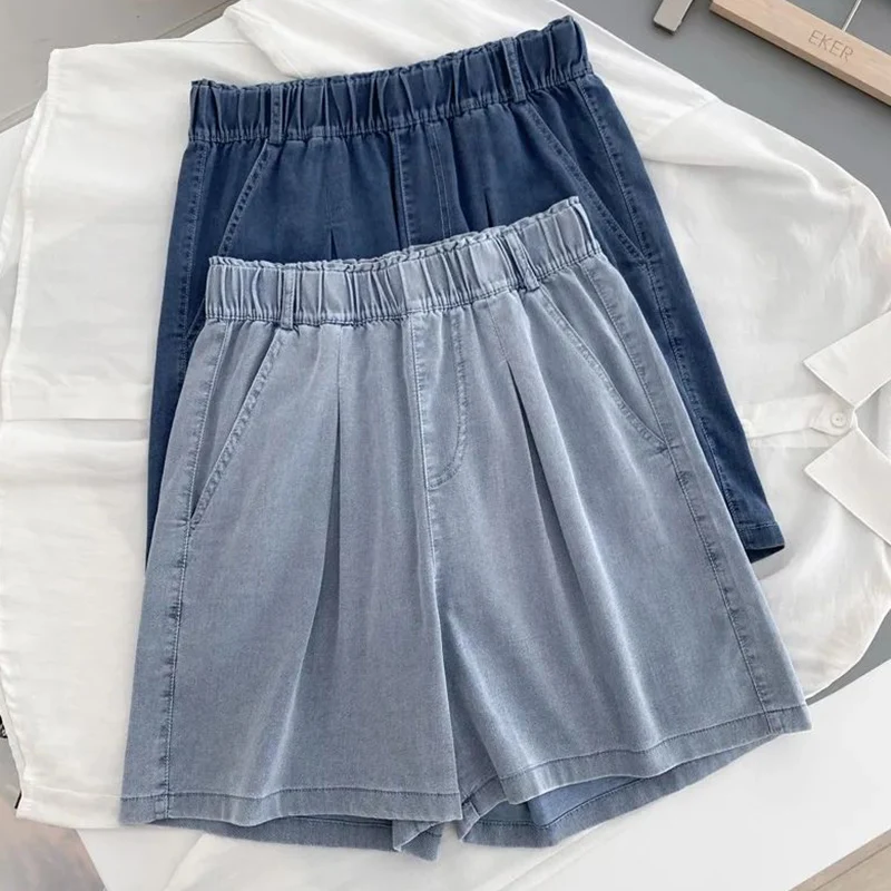 

2026 Summer Female Comfortable High Waist Shorts Lady Classic Fashion Solid Denim Pants Women Korean Baggy Thin Short Jeans