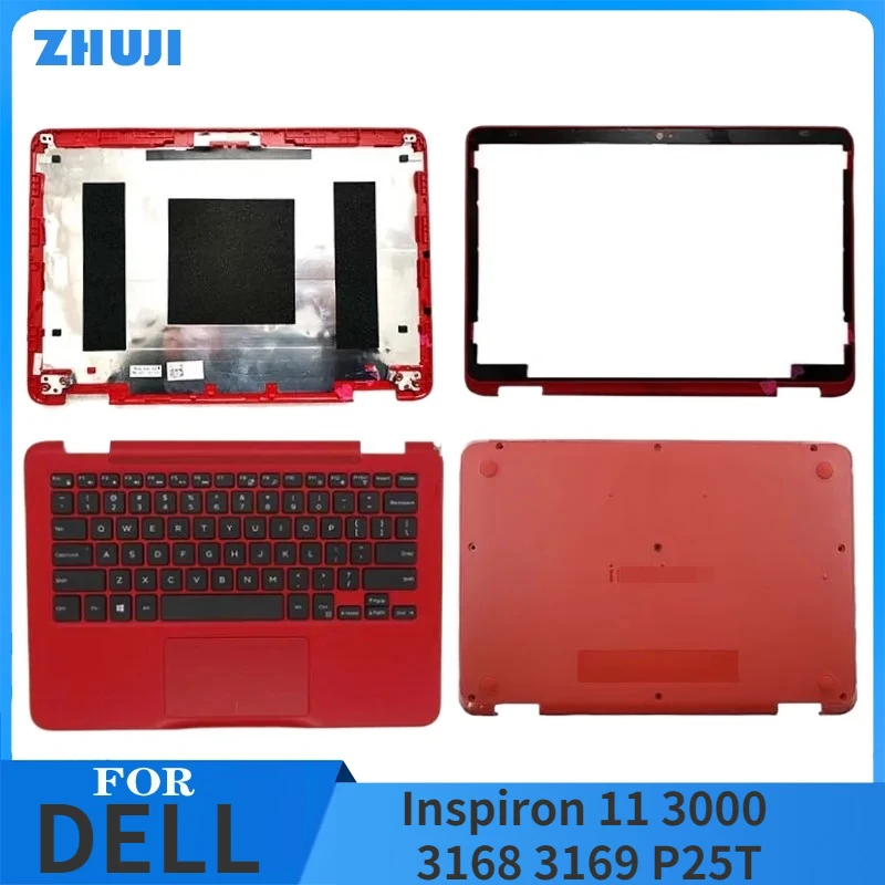 

New For DELL Inspiron 11 3000 3168 3169 P25T series LCD back cover 0J00M5 / bezel 00NDYN / Upper cover 0C7C8P/ Bottom case RED