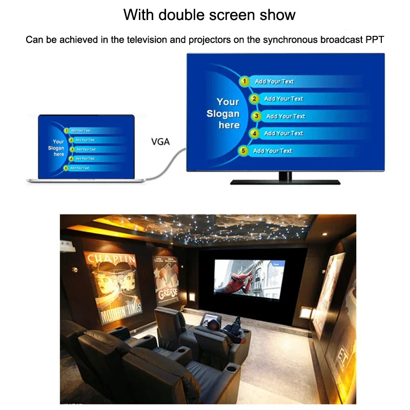 VGA To VGA Cable 15 Pin Male To Male Video Extension Converter Connector for Computer Monitor Screen Projector PC TV Adapter
