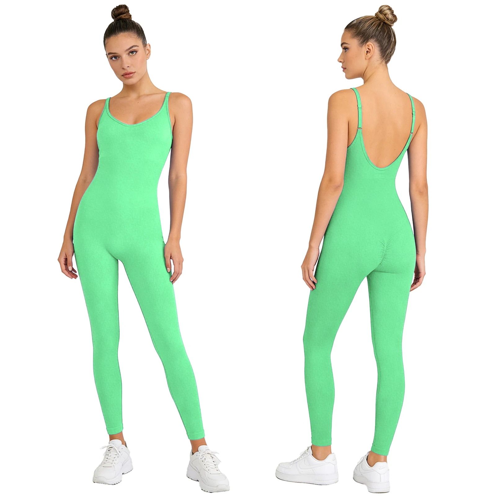 

Женский спортивный комбинезон для йоги и тренировок: облегающие леггинсы без рукавов, однотонные, эластичные, для спортзала и занятий спортом