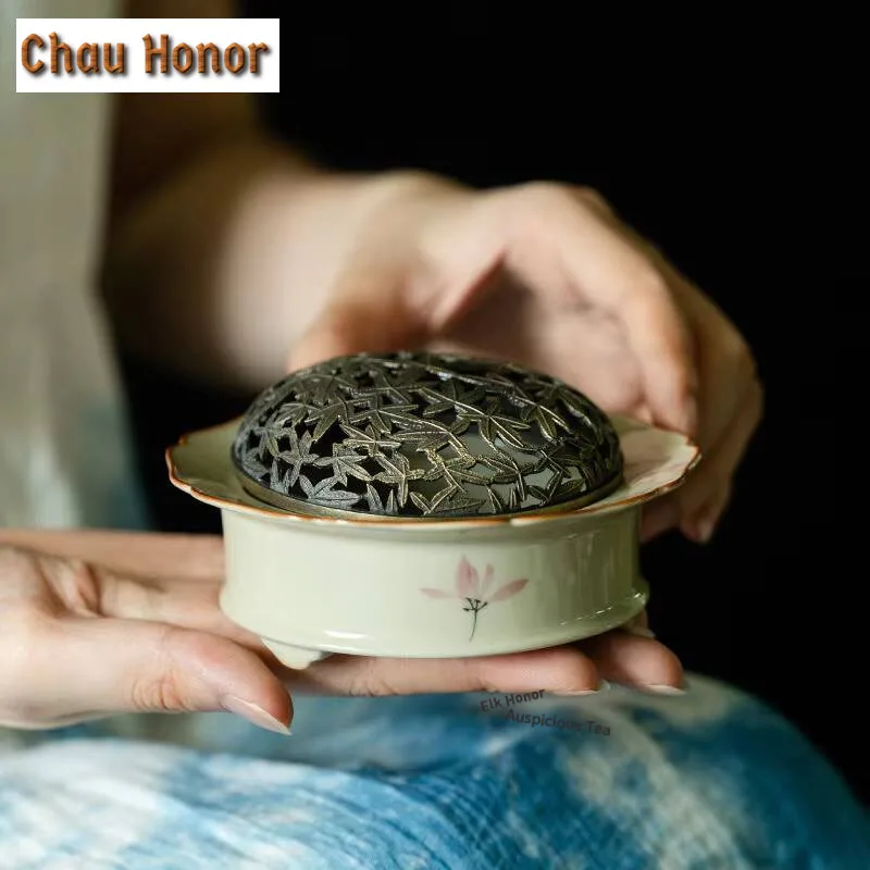 Plant Ash Hand-painted Orchid Incense Holder Incense Smoke Waterfall Incense Burners Aromatherapy Censer Tea Services Decoration