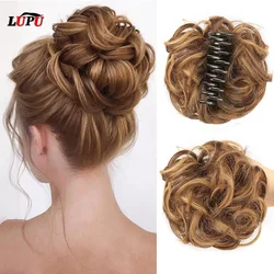 LUPU Chignon sintetico Chignon disordinato Artiglio Clip in pezzo di capelli Capelli ricci ondulati Panino Estensioni coda di cavallo Scrunchie Posticci per le donne