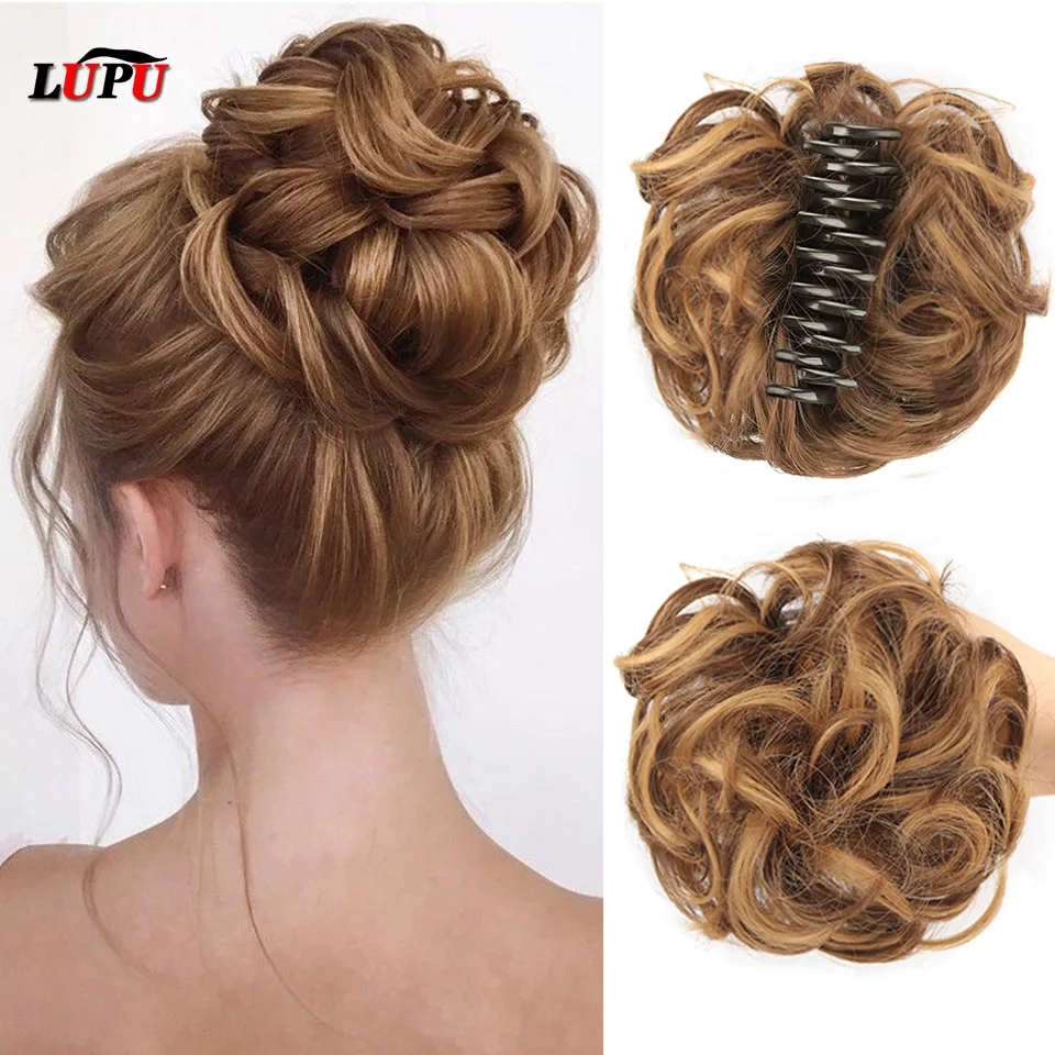 Moño Sintético LUPU con Peineta, Pieza de Cabello Ondulado y Rizado, Extensión de Cola de Caballo, Scrunchies para Mujeres