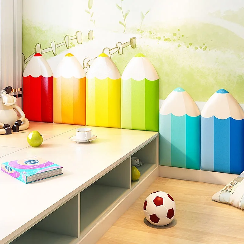 Bed Headboard Wall Stickers 3D Stereo Pencil Headboard Self-adhesive Soft Pack Tatami Anti-collision Child Bedroom Decor Sticker image 2