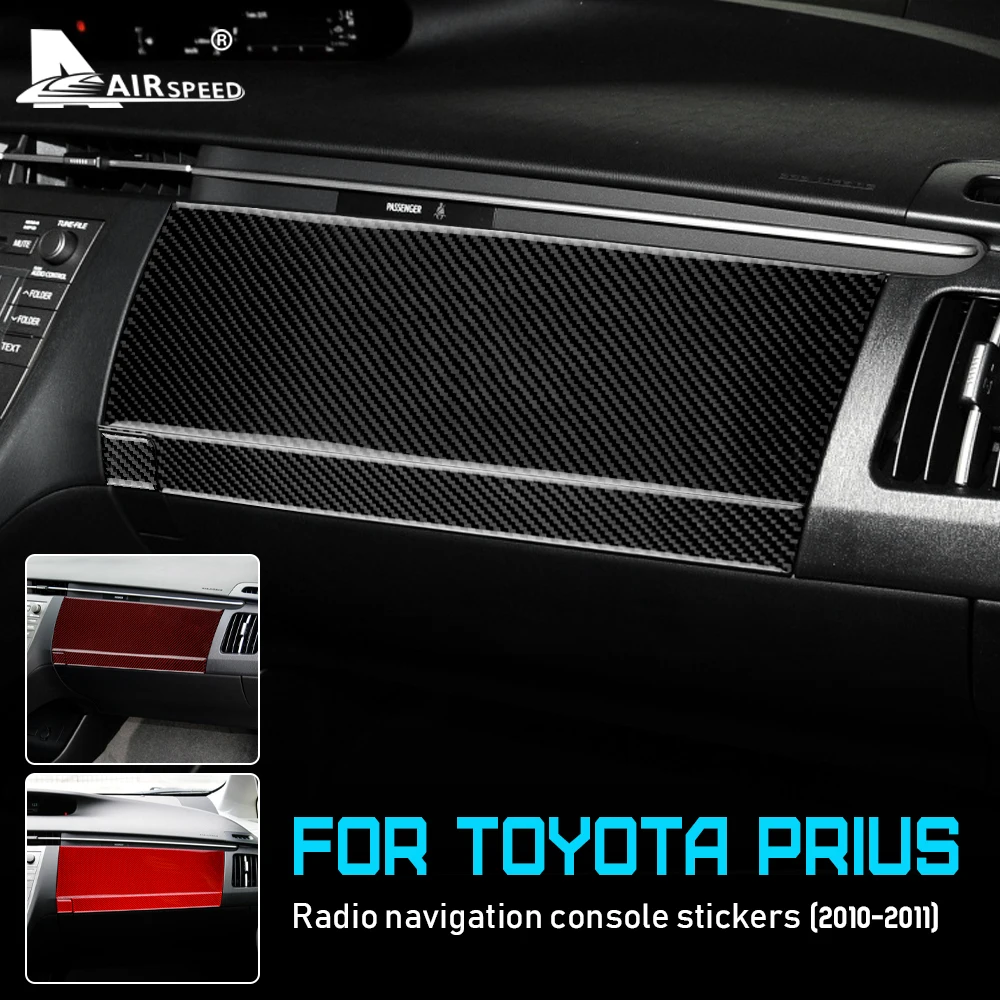 Real Carbon Fiber Sticker  For Toyota Prius 2010 2011 Red Black Car Glove Box Cover Decor Interior TrimAccessories