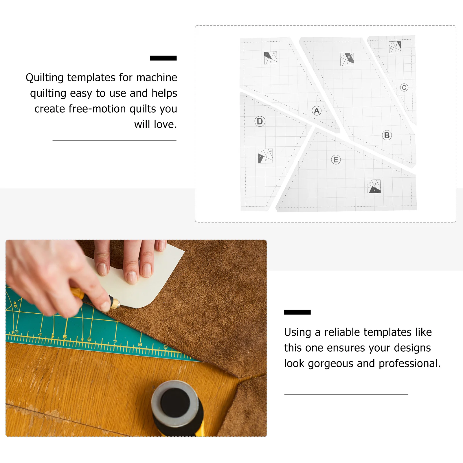 1 set 1 Set Clear Sewing Template For Diy Quilting Durable Acrylic Ruler Professional Patchwork Tool Fabric Crafting Equipment