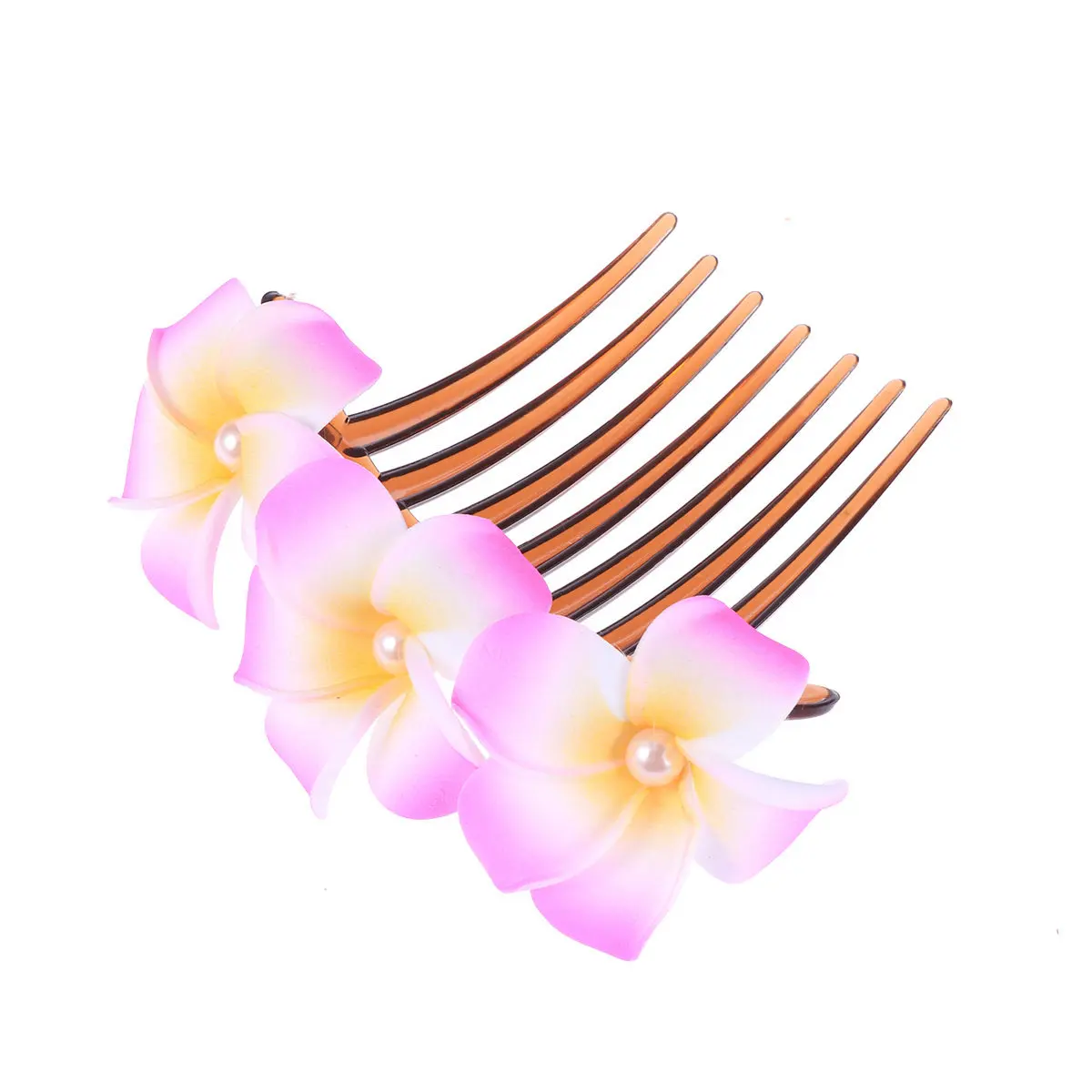 Pearl Flower Hair Comb Handmade White Artificial Plumeria Bridal Hair Accessory Wedding Headpiece Bride Insert Comb Women
