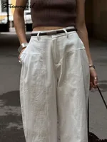 White Cotton Linen Pants Women Wide Leg Formal Trousers Summer Straight Leg Suit Pants High Waist Ladies Formal Pants Loose - Image 6