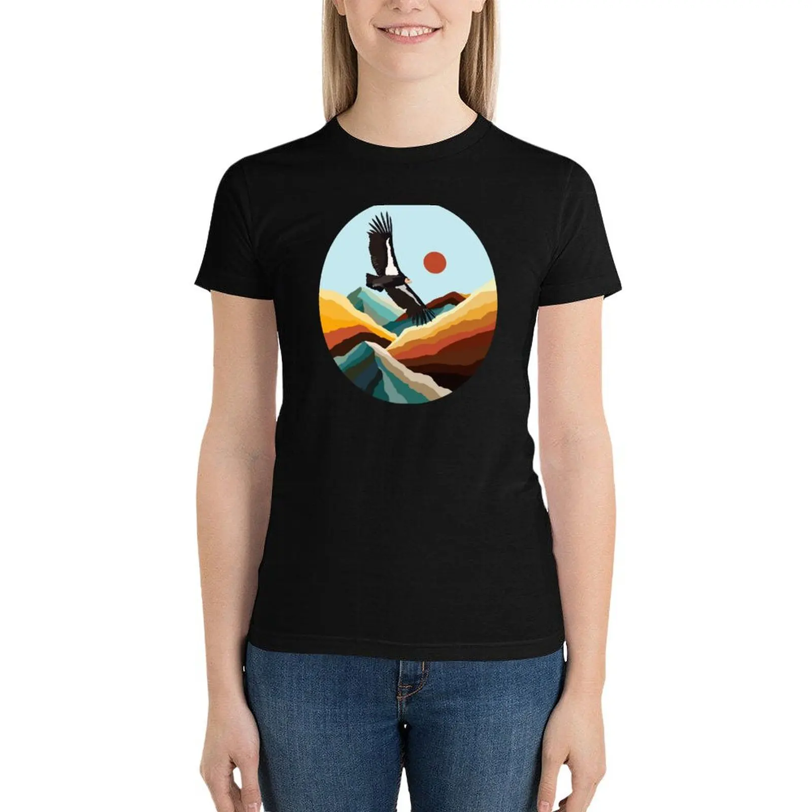 Condor in Flight T-Shirt tops summer top Women's clothing