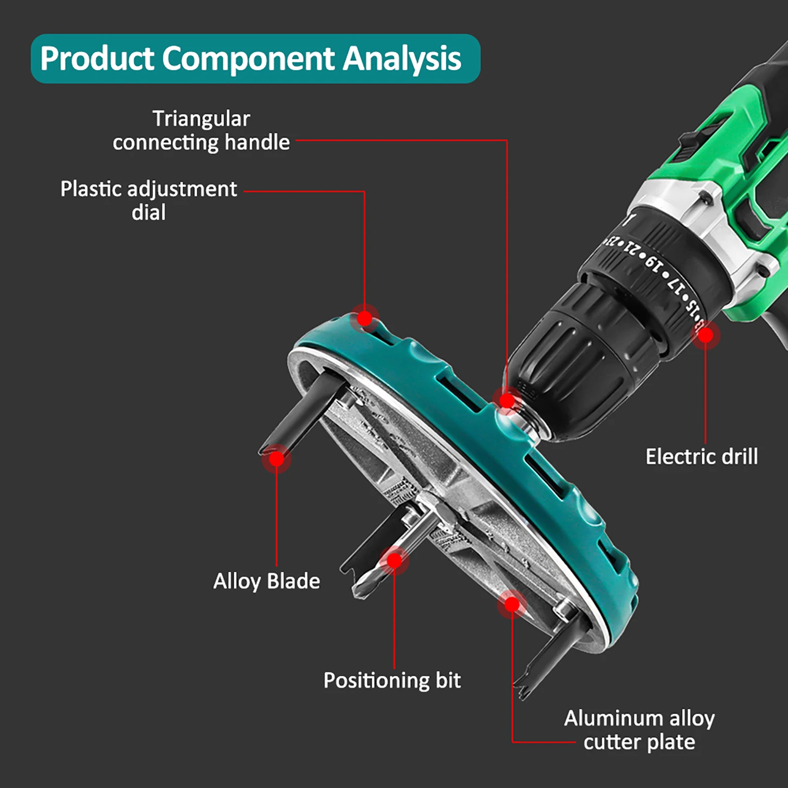 

Adjustable Round Hole Saw Tool Adjustable Hole Saw Diameter 45mm-130mm Multifunctional Woodworking Cutting Tools Hole Opener