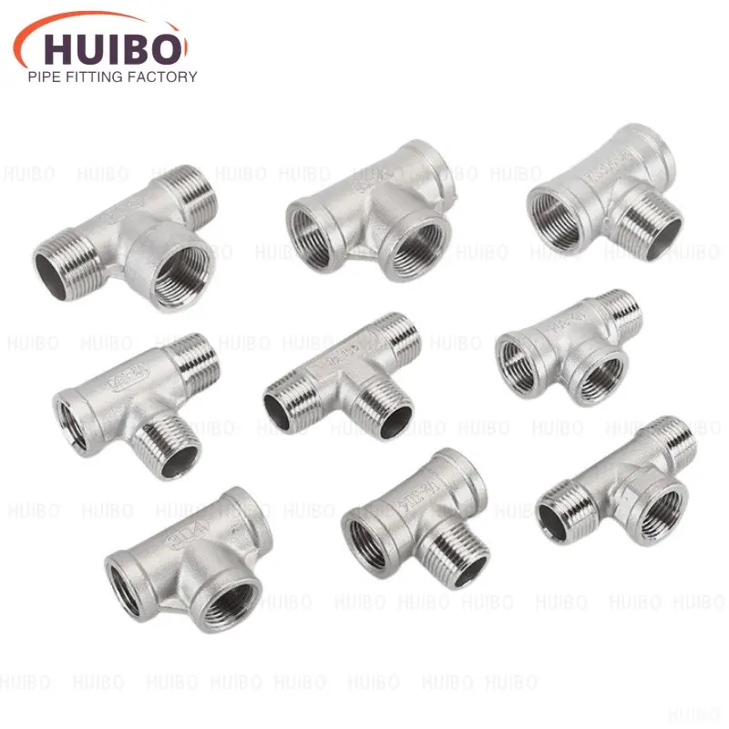 Conector de rosca macho e fêmea, 3 Way Tee, T Pipe Fitting, 304 adaptador de aço inoxidável, 1 BSP Rosca, Unite, 1/4 \