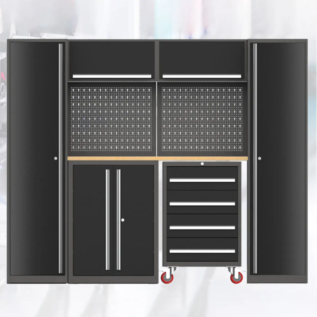 Picture 7: Modular Tool Storage Industrial Grade Cabinet System Complete Workshop Storage with Workbench & Tool Organization
