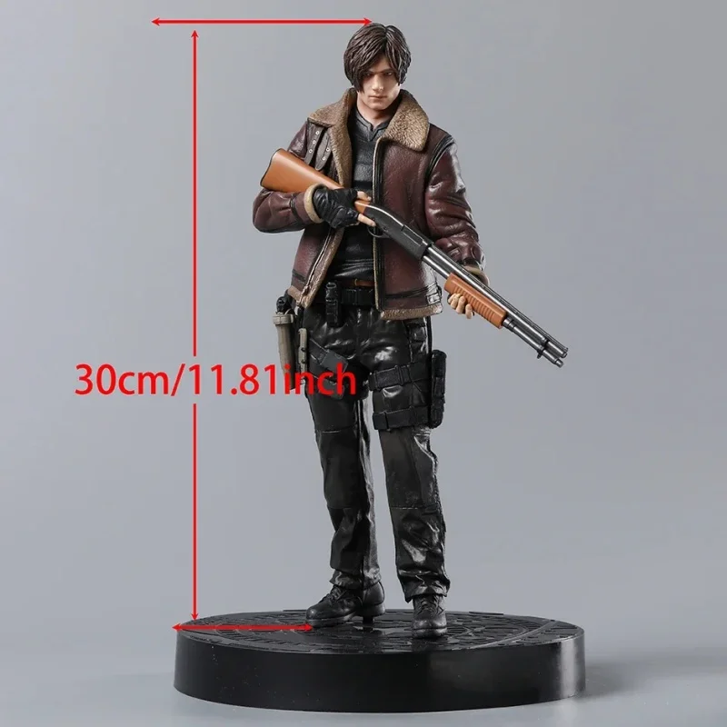 

33cm Leon Zombie Hunter Leather Leon Anime Figure Boys Action Model Doll Desk Collection Decoration Gk Large Statue Toys Gifts