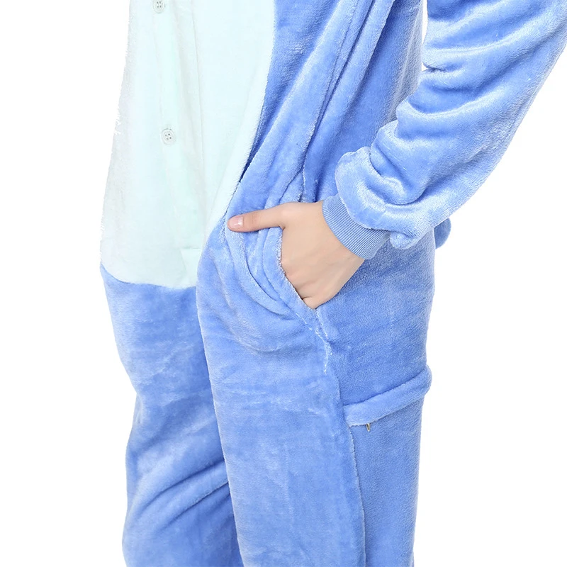 Adult Stitch Cosplay Costume Stitch Lilo Costume Jumpsuit Pajamas Hooded Sleepwear Kigurumi Onesies Costumes for Men Women