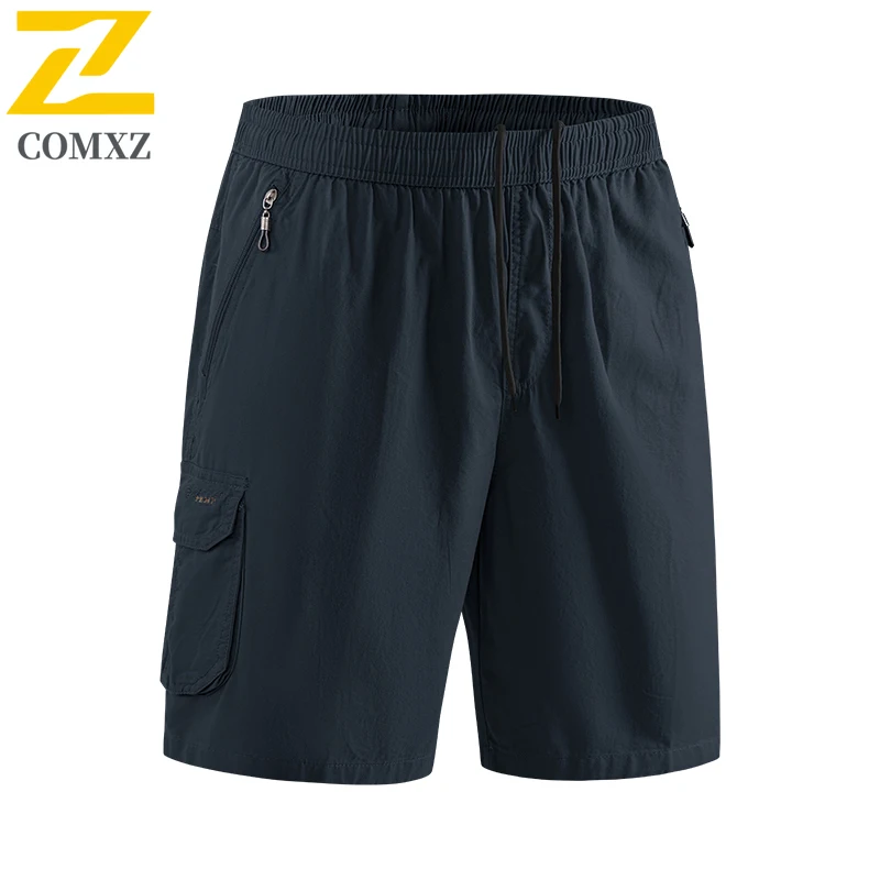 Workwear Men Summer Casual Pants Fashionable Multi Pocket Design Slim Fit Straight Leg Shorts Office Travel Elastic Waist Shorts