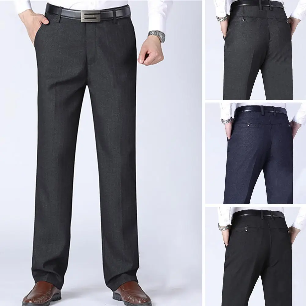 Formal Casual Trousers Ankle Length Work Pants 3D Cutting Full Length Casual Male Straight Leg Pants  Workwear