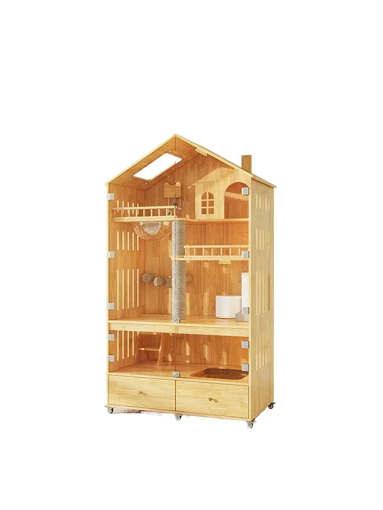 Solid wood cat villa home indoor cat cage cat cabinet triangular pointed  house luxury  nest house can be customized