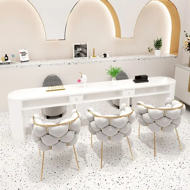 Light luxury nail technician table and chairs nail care manicure station tables furniture beauty supplies nageltisch equipment