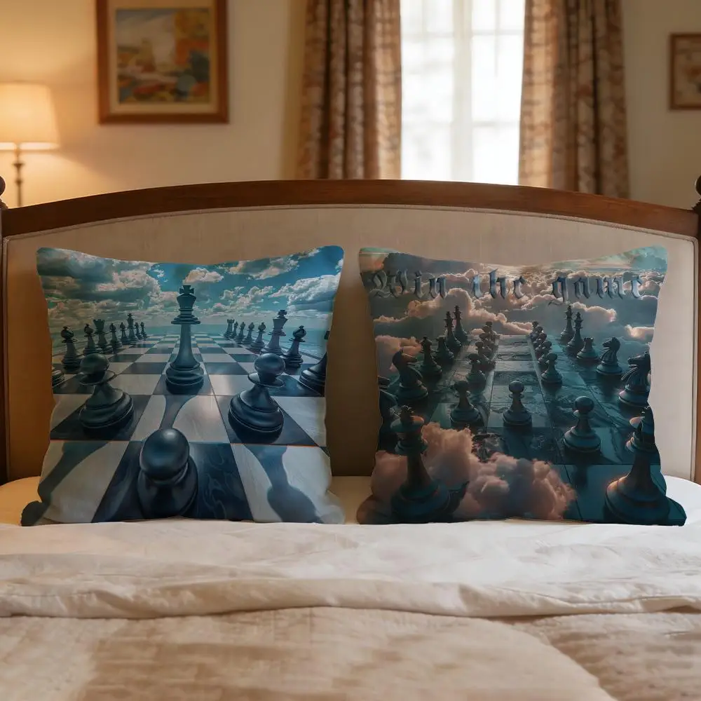 Game Chess Cushion Cover 4Pcs Decorative Covers Soft Cushion Case for Sofa Couch Decor 40x40 45x45 Pillowcases