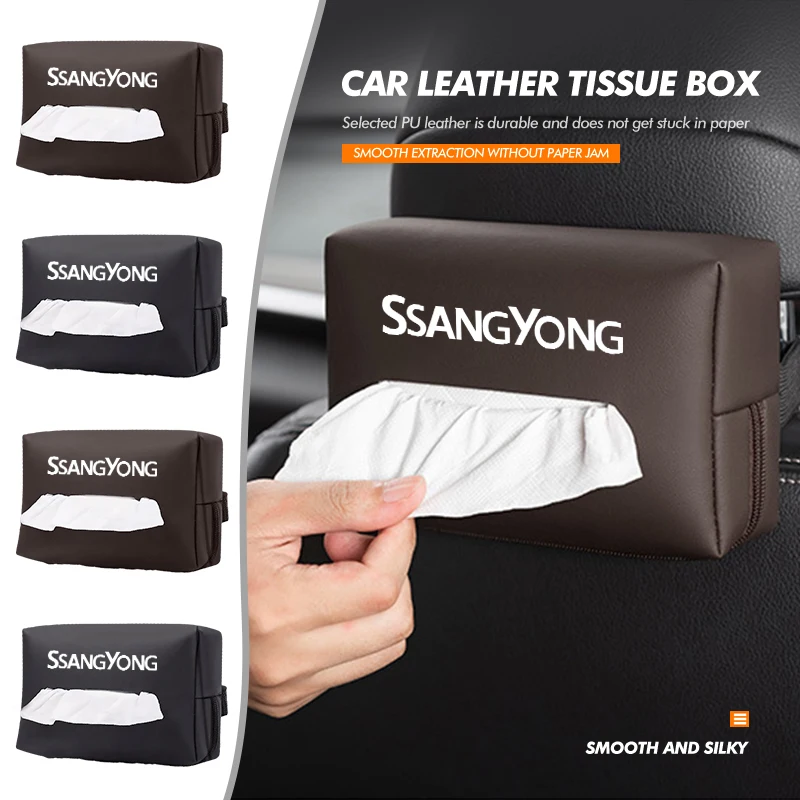 For SsangYong Multi-Function Car Tissue Box Storage Box Interior Accessories Musso Rexton Torres Kyron Actyon Tivoli Rodius