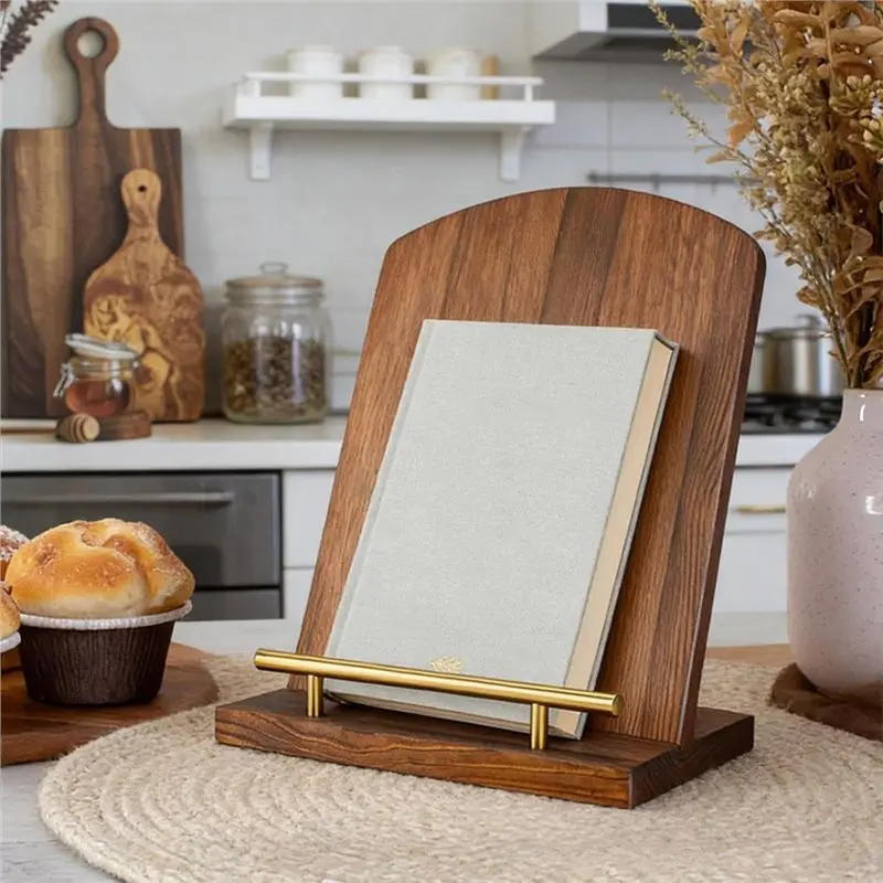 ABMR-2 In 1 Recipe Book Holder Kitchen Serving Tray Rustic Cook Book Holder Stand
