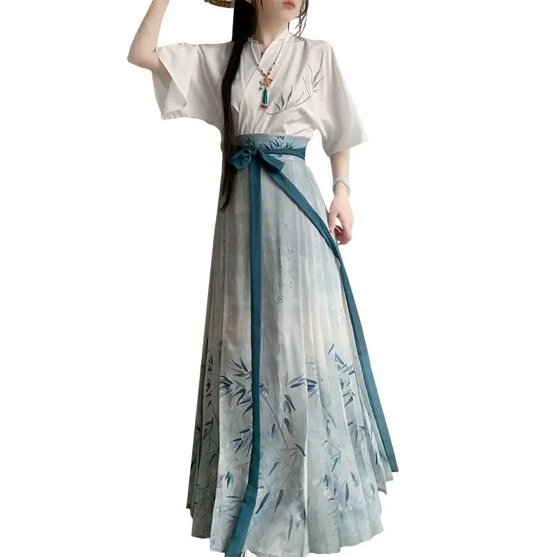 Women's Hanfu Ming Embroidery Horse Face Skirt Daily Summer Thin Design