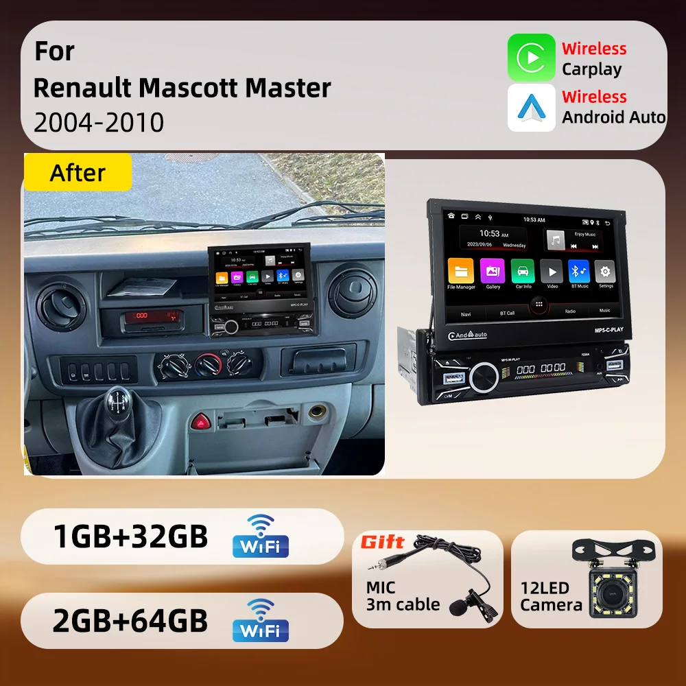 For Renault Mascott Master 2004-2010 Android 1Din Stereo 7