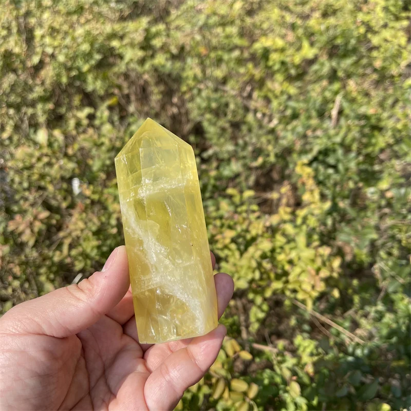 

217g High Quality Natural Polished Clear Citrine Quartz Point with Rainbow Crystal Tower For Decoration